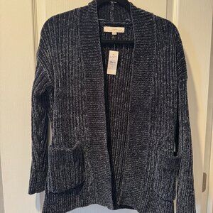 LOFT- Gray- Chenille Pocket Open Cardigan- Size Medium- NWT